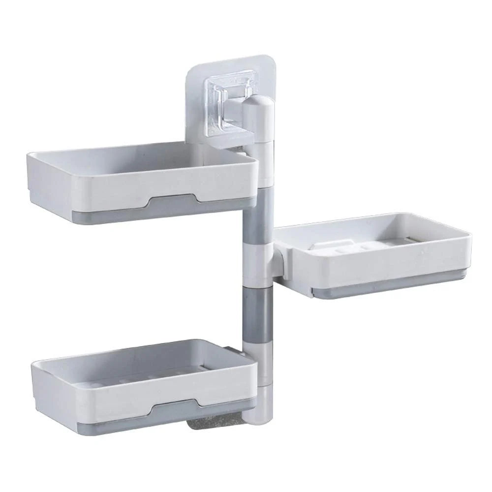 3 Layer Soap Holder Bathroom Shower and Kitchen Wall Mounted Rotatable Soap Holder Saver Box