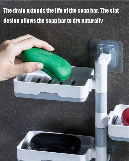 3 Layer Soap Holder Bathroom Shower and Kitchen Wall Mounted Rotatable Soap Holder Saver Box
